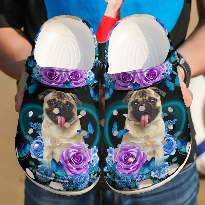 Pug Flowers Pub Crocs Classic Clogs Shoes