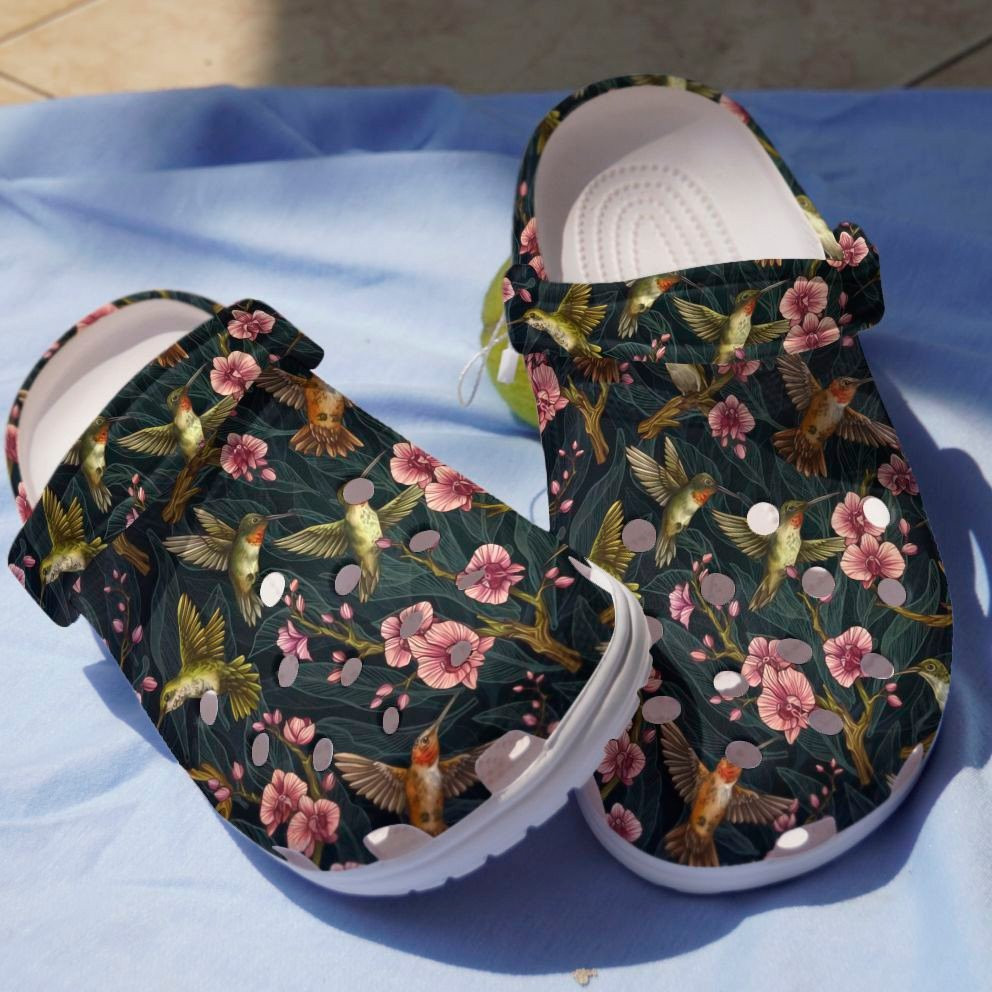 Spring Hummingbird Shoes Jungle Bird Crocs Clogs For Grandma Mother