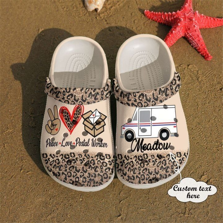 Postal Worker Personalized Peace Love Crocs Classic Clogs Shoes