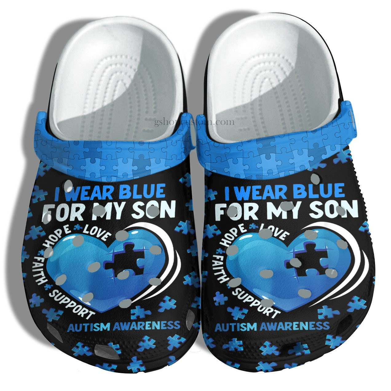 Wear Blue For My Son Autism Awareness Crocs Shoes - Love Hope Faith Support Shoes Croc Clogs Gift