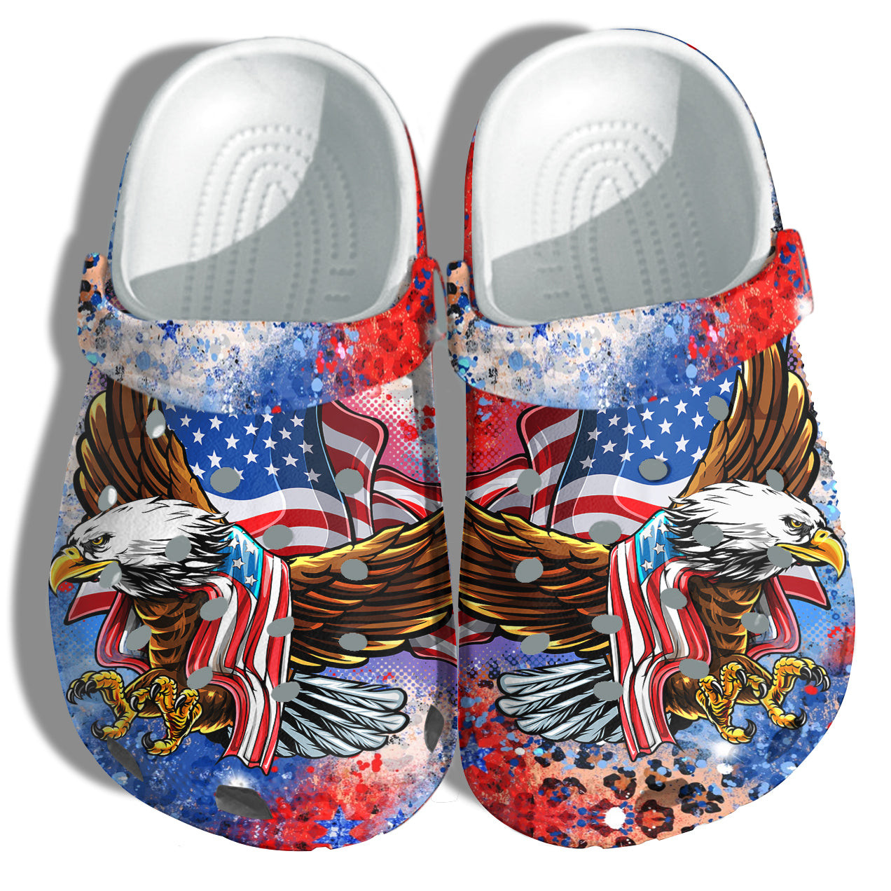 Brave Eagle Hawk America Flag Shoes Gift Women - Leopard Tie Dye 4Th Of July Shoes Birthday Gift