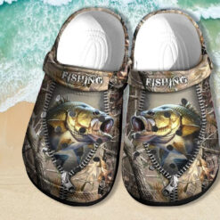 Father Day 2022 Bass Fishing Camping Crocs Shoes Gift Men - Camo Jungle Fishing Shoes Croc Clogs Grandpa Gift