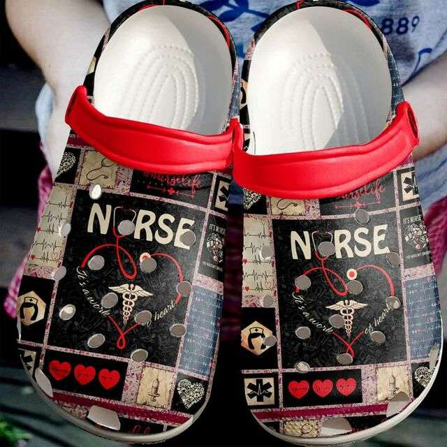 Nurse Pattern Crocs Crocband Clog Shoes For Men Women