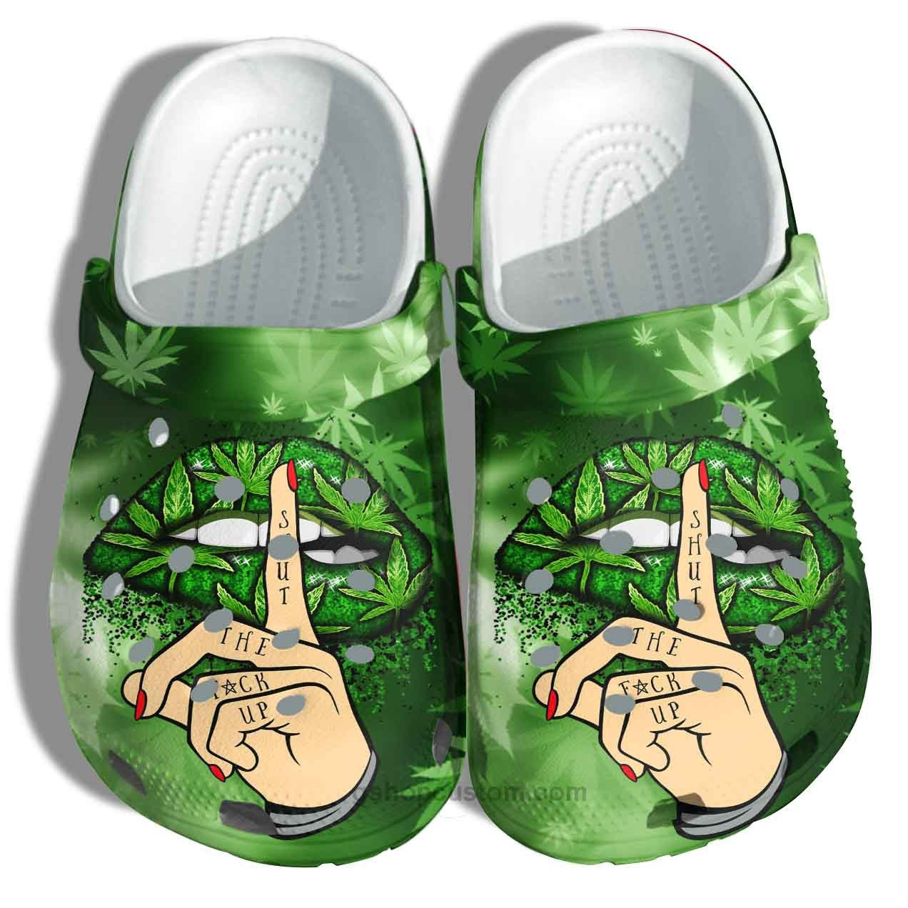 Weed Lip Smoke Croc Shoes - Funny Lipstick Weed Shut Up Crocs Clogs