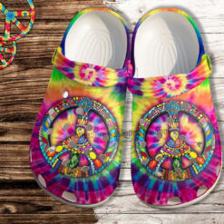 Peace Symbol Hippie Croc Shoes Gift Men Women- Rainbow Hippie Love Peace Shoes Croc Clogs Birthday Girl