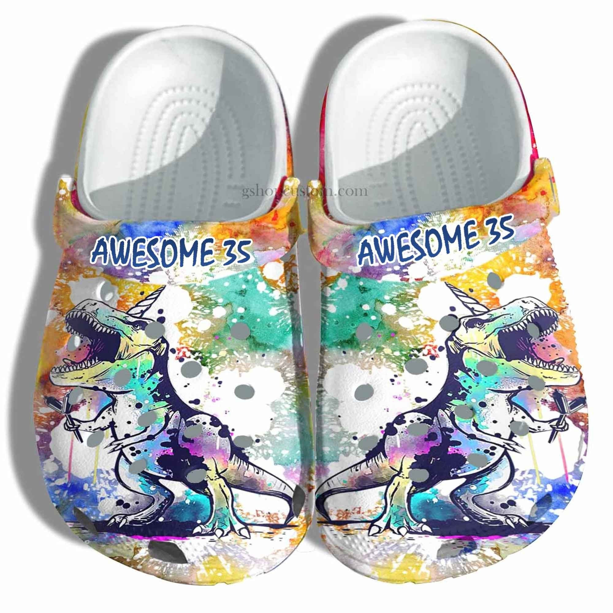 T-Rex Dinosaur Unicorn Birthday Customize Crocs Shoes Men Women - Dont Mess With Dinosaur Art Shoes Croc Clogs