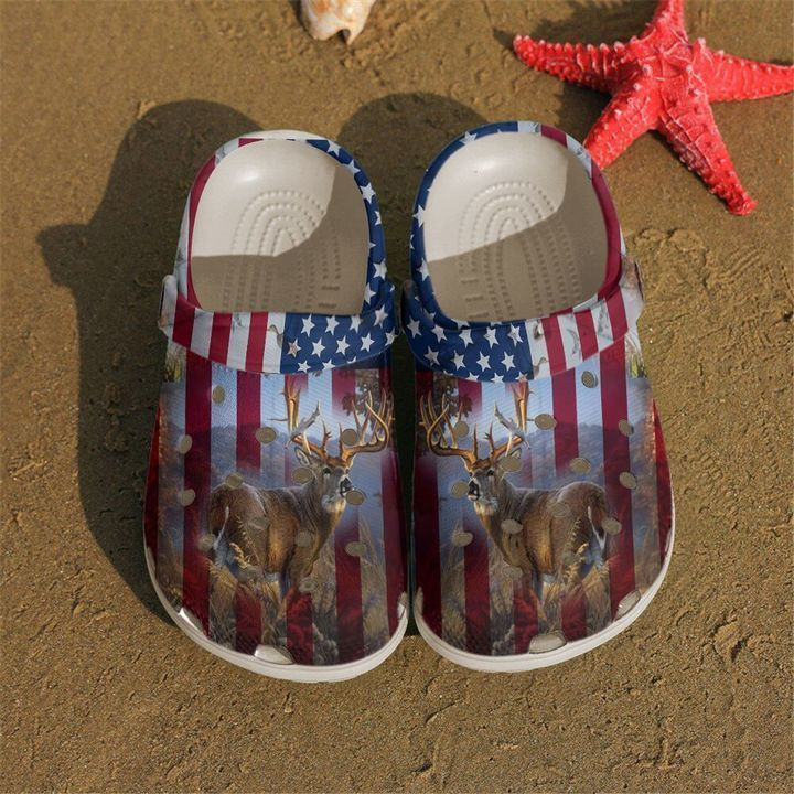 Hunting Flag Deer Crocs Classic Clogs Shoes