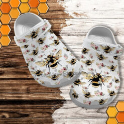 Bee Pattern Floral Croc Shoes Gift Bestie- Bee Kind Hippie Shoes Croc Clogs For Aunt