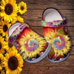 Sunflower Trippy Hippie Croc Shoes Gift Niece- Sunflower Rainbow Peace Hippie Shoes Croc Clogs For Daughter