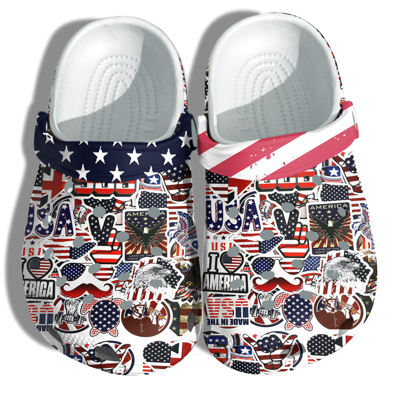 Sticker National Day Veterans 4Th Of July Shoes Gift Men Father Day - Strong Eagle Hawk Worker America Flag Shoes Gift Son