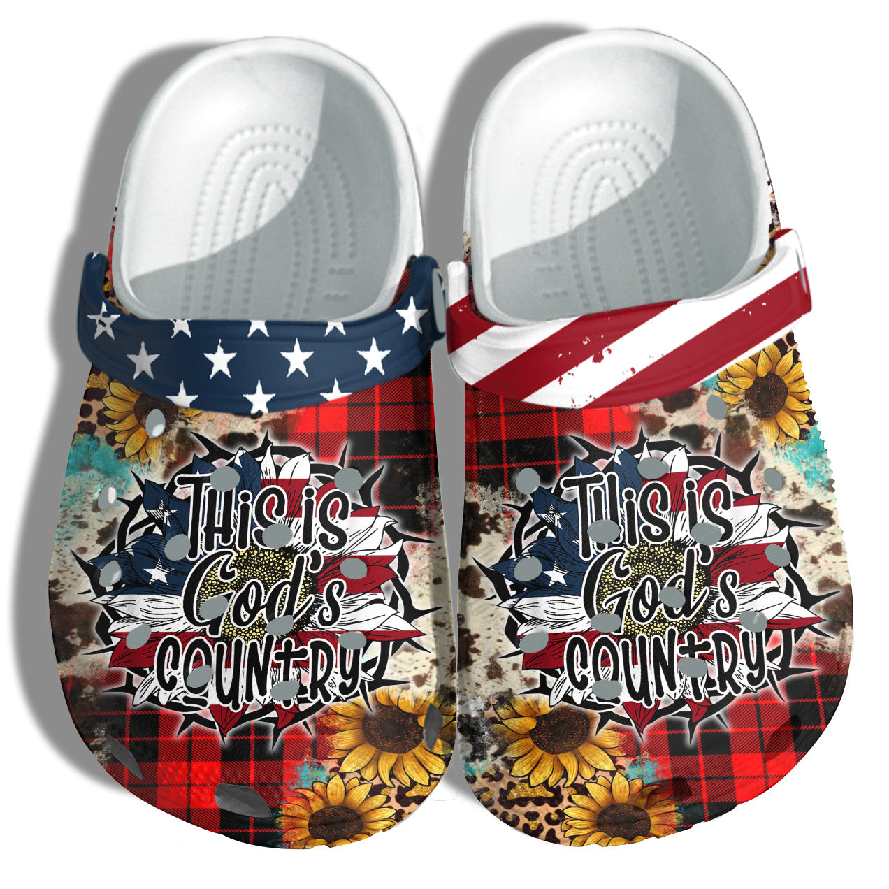 Sunflower Usa America Flag Shoes Gift Women - Leopard This Is Gods Country 4Th Of July Shoes Birthday Gift