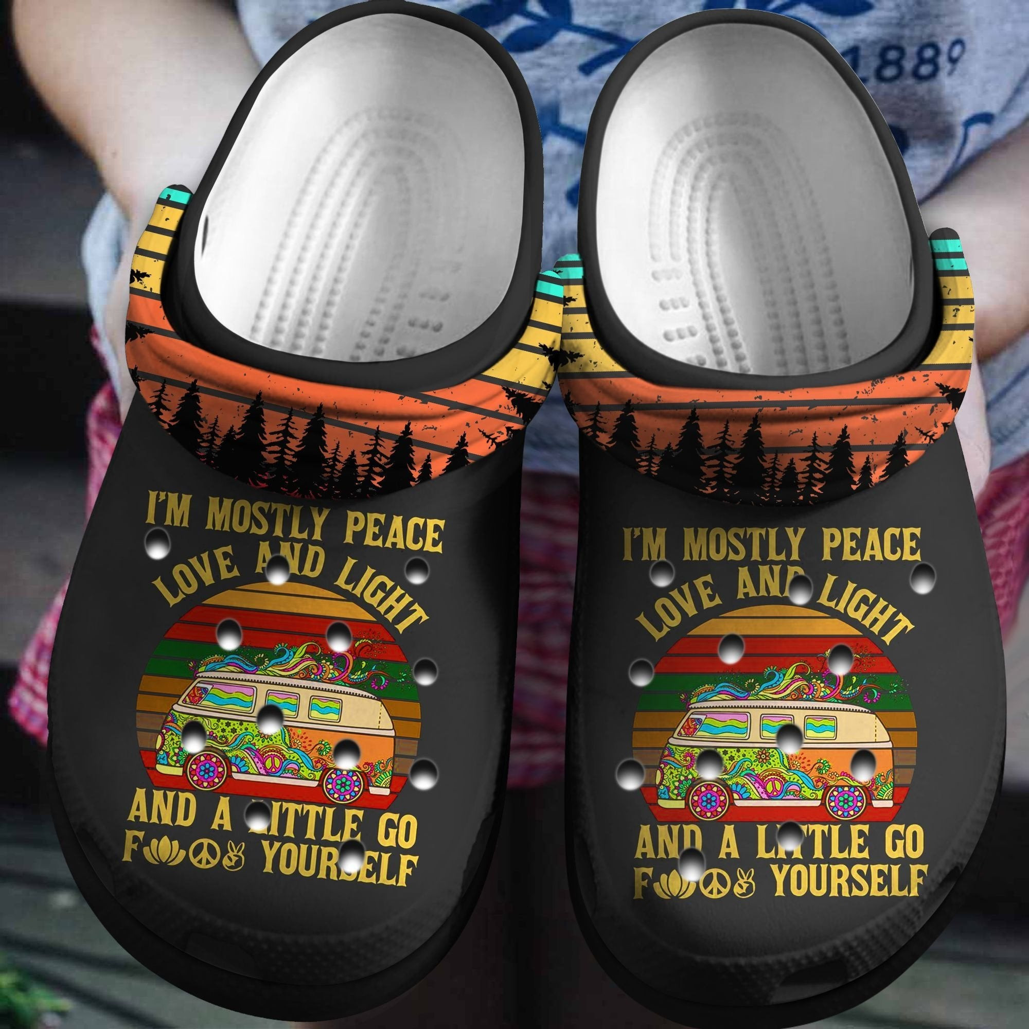 Peace Love And Light Hippie Vans Shoes Crocs Clogs Gift For Birthday Christmas