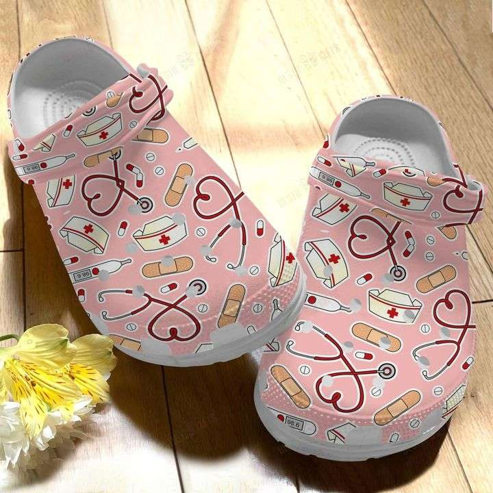 Nurse Nursing Symbols Pattern Crocs Crocband Clog Shoes For Men Women