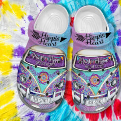 Hippie Heart Soul Of Gypsy Croc Shoes Women- Hippie Bus Free Spirit Purple Shoes Croc Clogs Birthday Girl