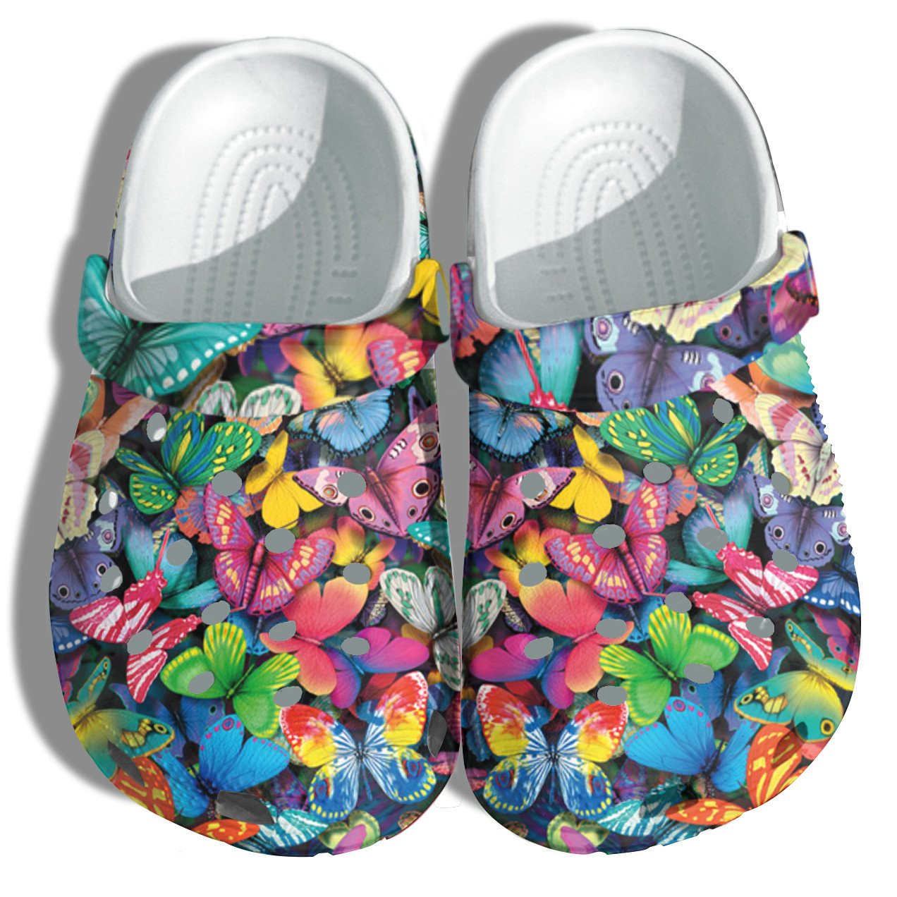 Autism Butterfly Colorful Crocs Shoes - Magical Butterfly Girl Lover Shoes Croc Clogs Gifts For Women Daughter