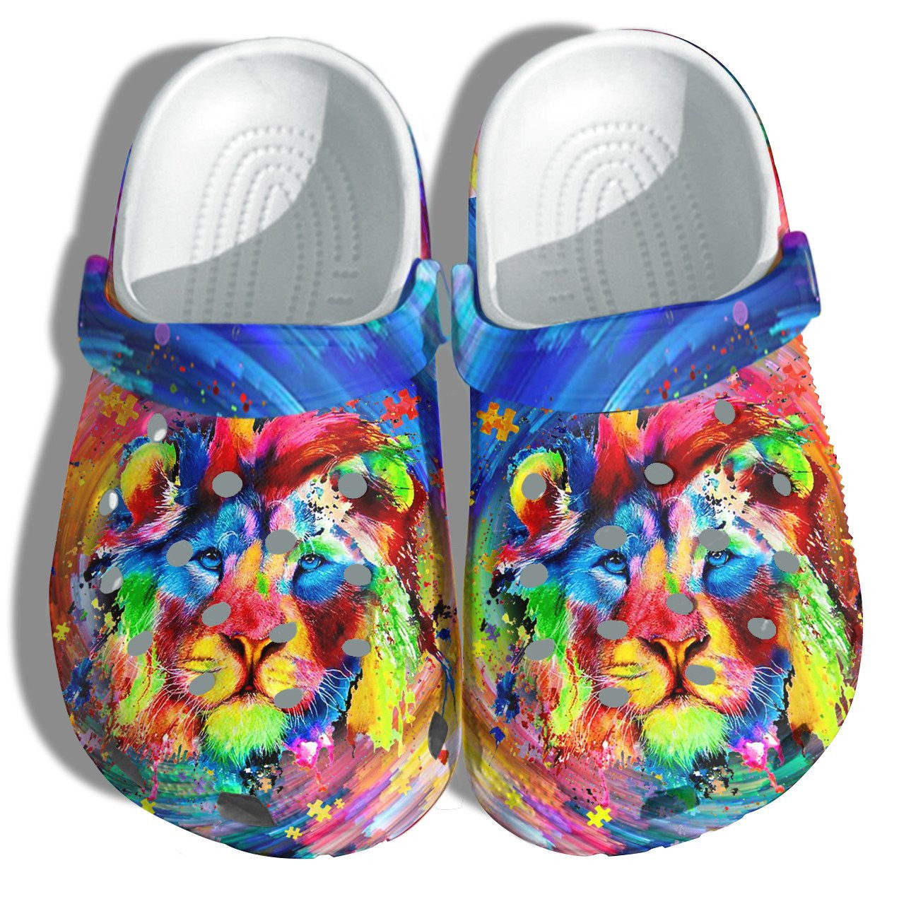 Lion Autism Dad Crocs Shoes - Autism Awareness Shoes Croc Clogs Gifts Son Father Day