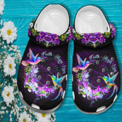 Hummingbird Faith Love Hope Croc Shoes Gift Mother- Hummingbird Flower Shoes Croc Clogs