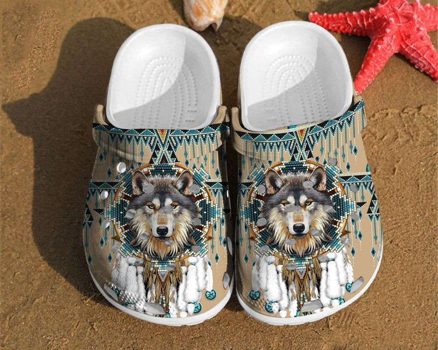 Wolf Native American Dreamcatcher Gift For Lovers Style Crocs Clog Shoes