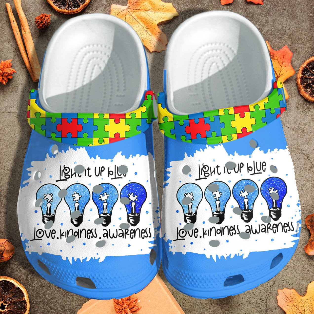 Light It Up Blue Clogs - Autism Awareness Shoes Crocs Gifts For Men Women