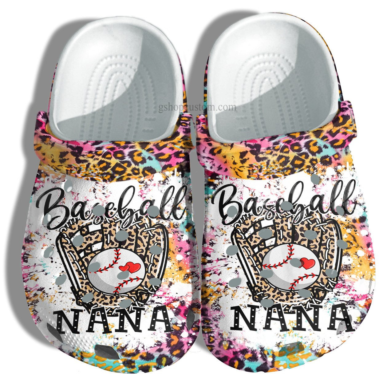 Nana Baseball Leopard Skin Crocs Shoes Customize Name For Grandma - Baseball Hippie Shoes Croc Clogs Mother Day