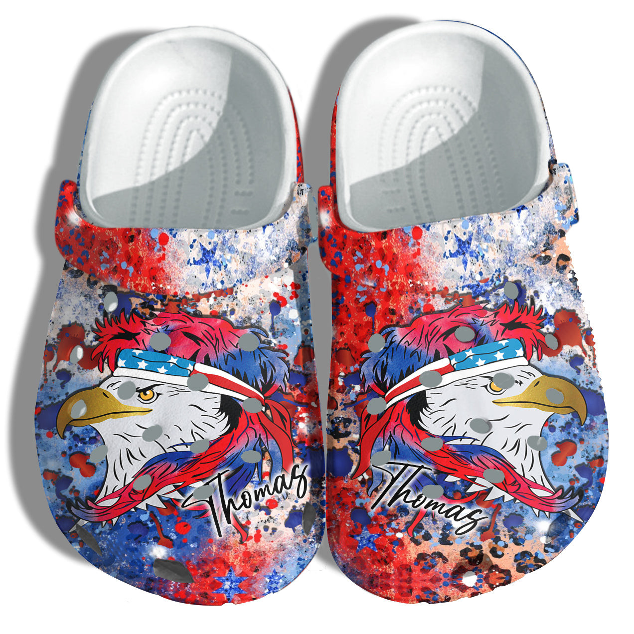 Brave Eagle Hawk America Flag Shoes Customize Name- Veterans Proud Personalized Name 4Th Of July Shoes Birthday Gift