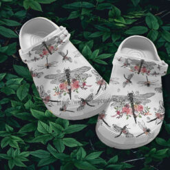 Dragonfly Flower Sketch Croc Shoes Gift Niece- Dragonfly Gir Lover Shoes Croc Clogs Birthday
