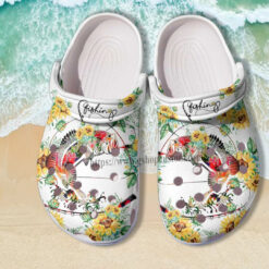 Mother Day Shoes Fishing Flower Croc Shoes Gift Women- Fishing Lover Shoes Croc Clogs For Grandma Aunt