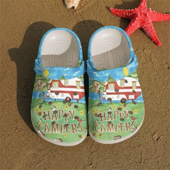 Camping Floral Happy Camper Crocs Classic Clogs Shoes
