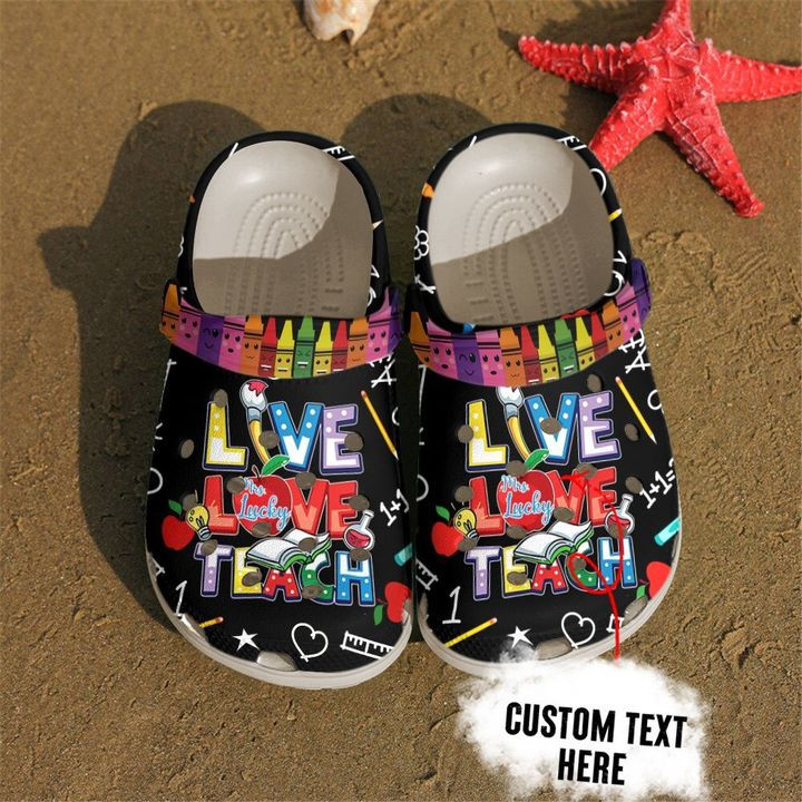 Teacher Personalized Name Live Love Teach Crocs Crocband Clog Shoes For Men Women