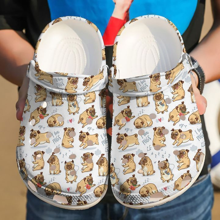 Pug I Love Pugs Crocs Clog Shoes