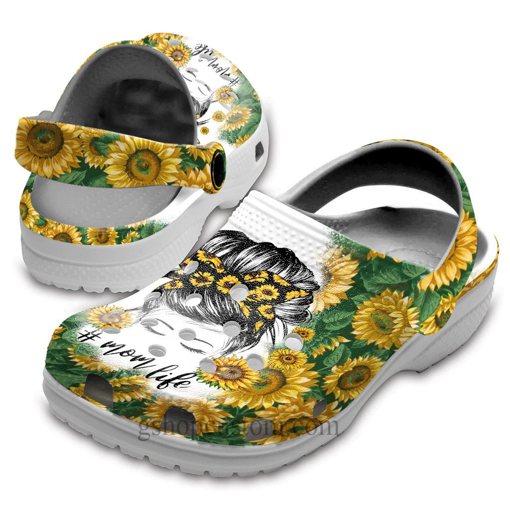 Sunflower Mom Life Crocs Shoes - Mimi Life Sunflower Shoes Croc Clogs Gifts Mother Day