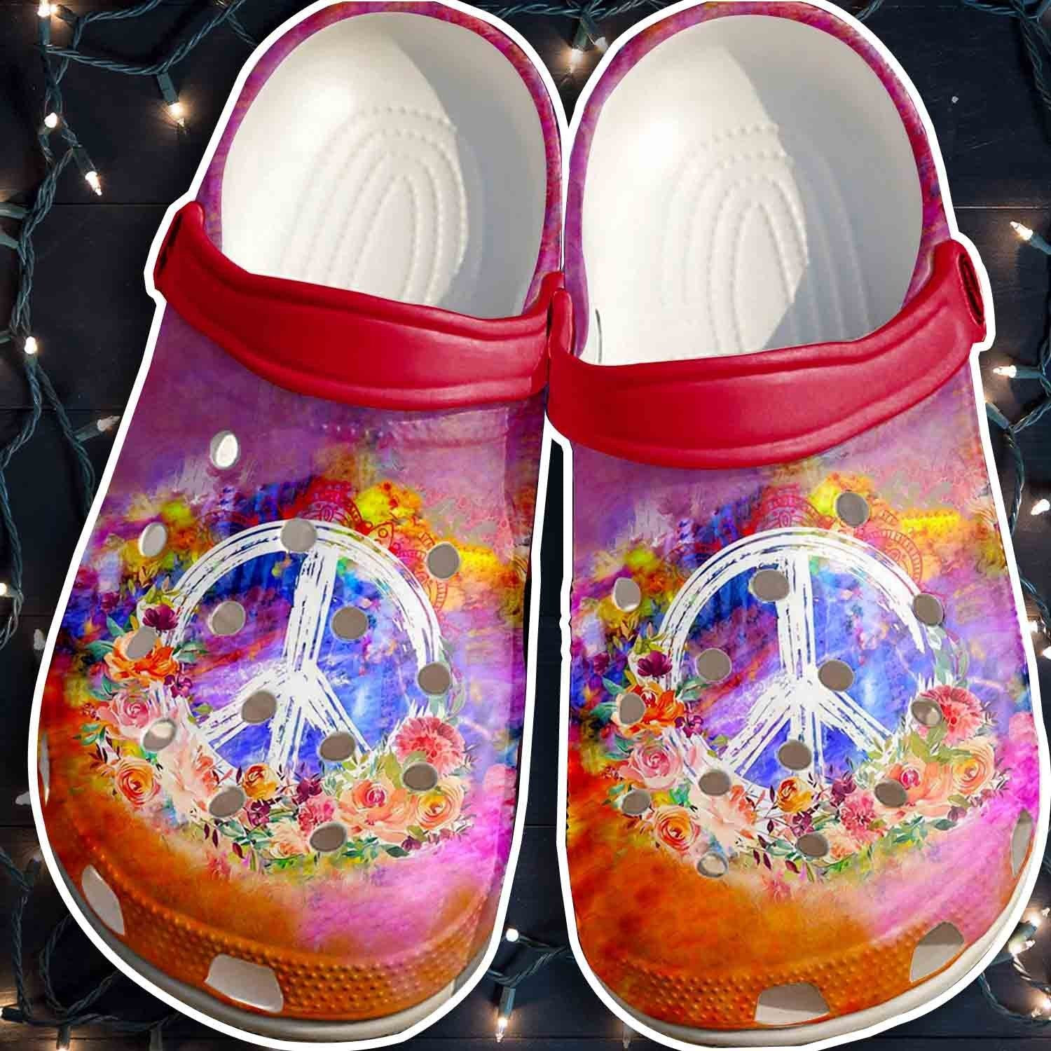 Hippie Peace Sign Symbol Crocs Shoes Crocbland Clogs Gifts For Daughter