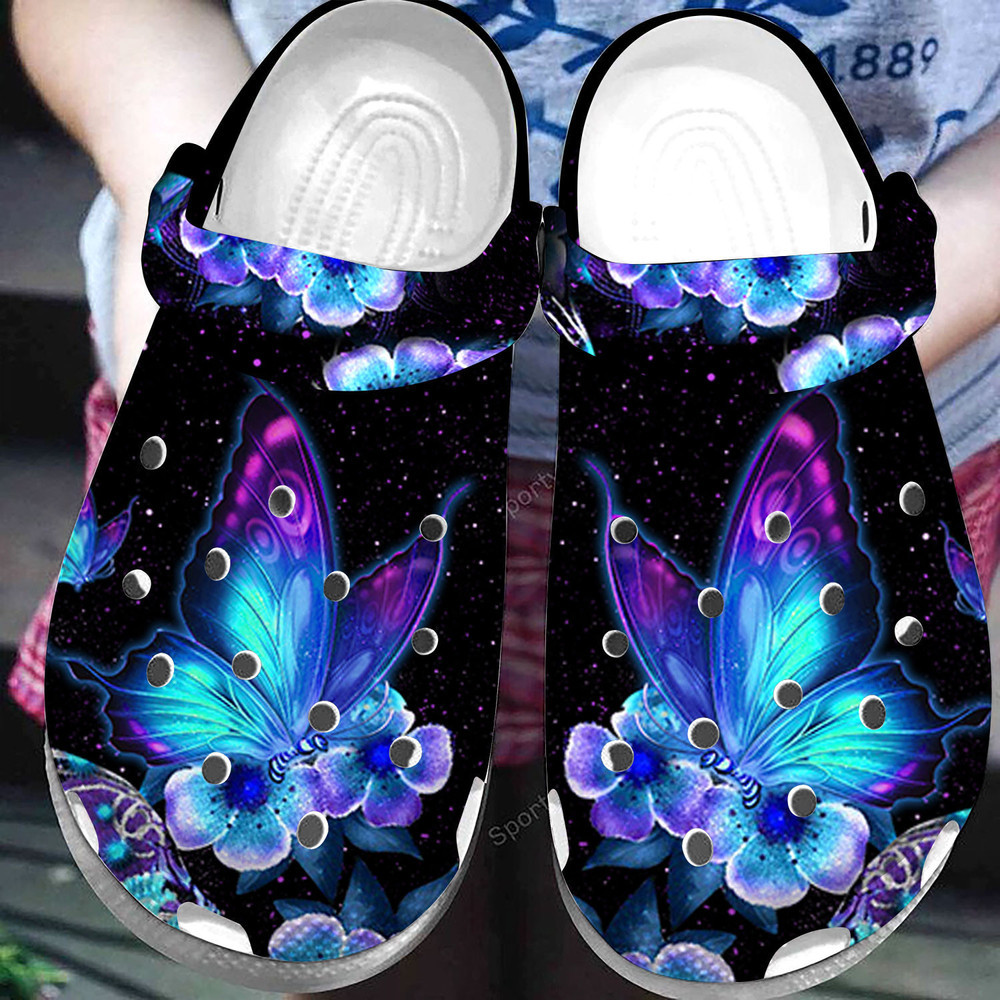 Gift For Mom - Beautiful Butterfly Clogs Shoes