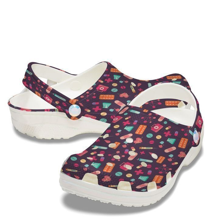 Nurse Pattern Crocs Classic Clogs Shoes