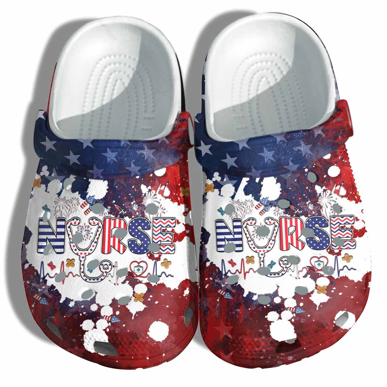 Cute Nurse Life America Flag Shoes Gift Women - Hospital Party Doctor 4Th Of July New Year Shoes Birthday Day Gift