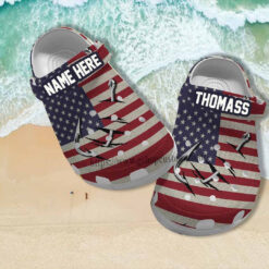 Hook Fishing America Flag 3D Croc Shoes Gift Father Day- Hook Fishing 4Th Of July Shoes Croc Clogs Customize