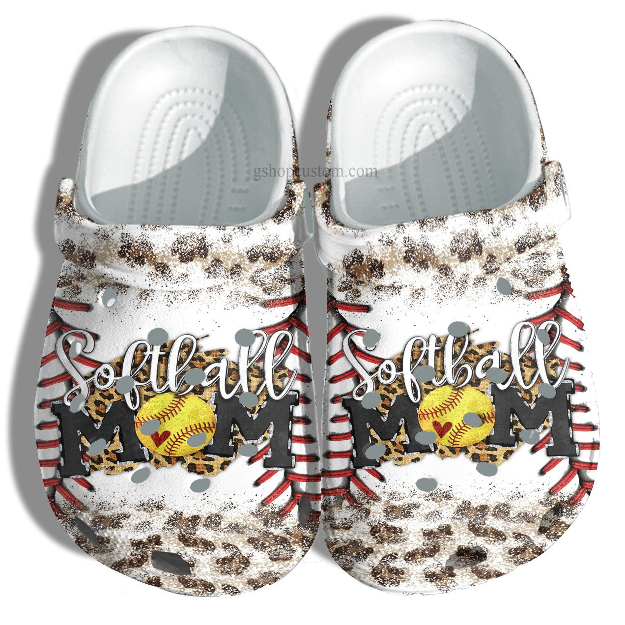 Softball Mom Leopard Skin Crocs Shoes For Girl Mom Grandma - Baseball Softball Mom Shoes Croc Clogs