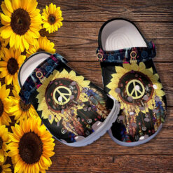 Native Sunflower Dream Catcher Peace Croc Shoes Gift Grandma- Peace Love Native Girl Shoes Croc Clogs