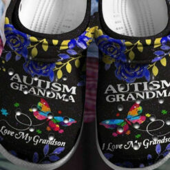 Autism Awareness Day Butterfly Autism Grandma I Love My Grandson Puzzle Pieces Crocs Crocband Clog Shoes