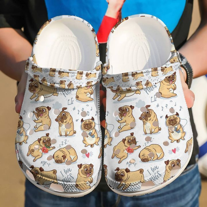 Pug I Love Pugs Crocs Classic Clogs Shoes