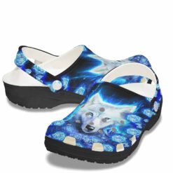 Blue Roses And Diamond Wolf Shoes - Wolf Rose Crocbland Clog Birthday Gifts For Women Mother Daughter