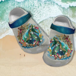 Turtle Ocean Twinkle Flower Butterfly Croc Shoes - Save Turtle Ocean Beach Shoes Croc Clogs Customize Gift Mother Day