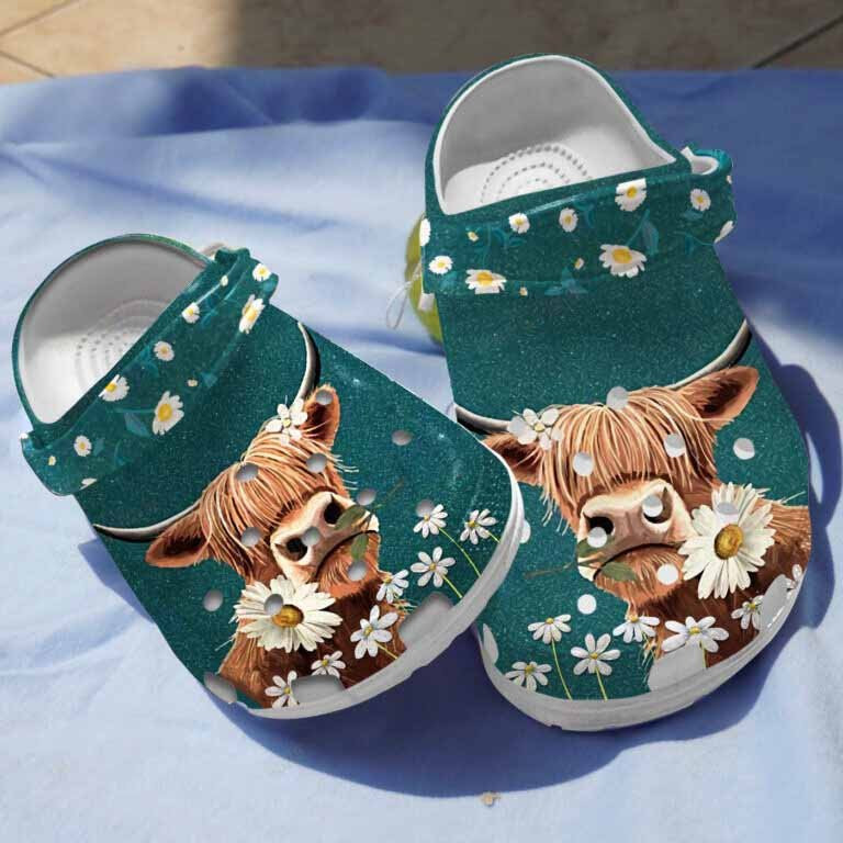 Longhorn Cattle Flower Clogs Crocs Shoes Birthday Christmas Gifts For Girls