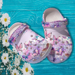 Butterfly Twinkle Flower Purple Croc Shoes Gift Grandaughter- Butterfly Girl Shoes Croc Clogs Gift Sister