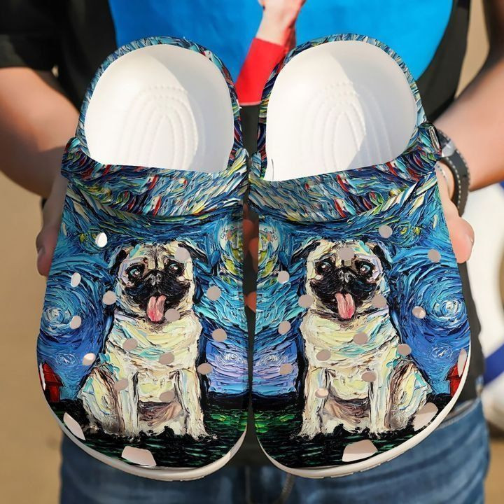 Pug Starry Night Crocs Clog Shoes