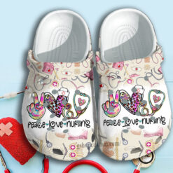 Peace Love Nurse Hippie Shoes Clogs Crocs Gift For Men Women