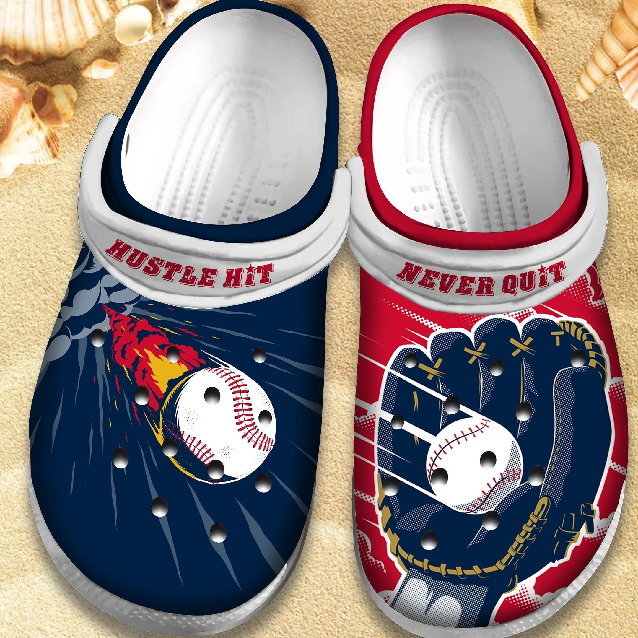 Hustle Hit Never Quit Baseball Shoes Crocs Clogs Gift For Birthday