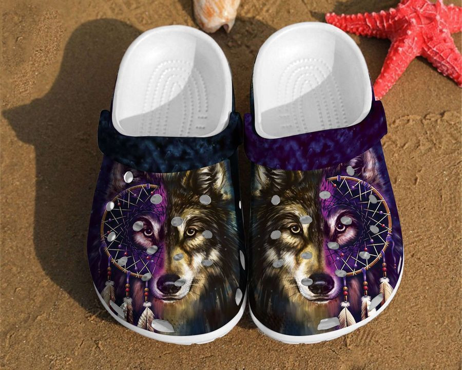 Wolf Art Dreamcatcher Two Face Gift For Lovers Native American Crocs Clog Shoes