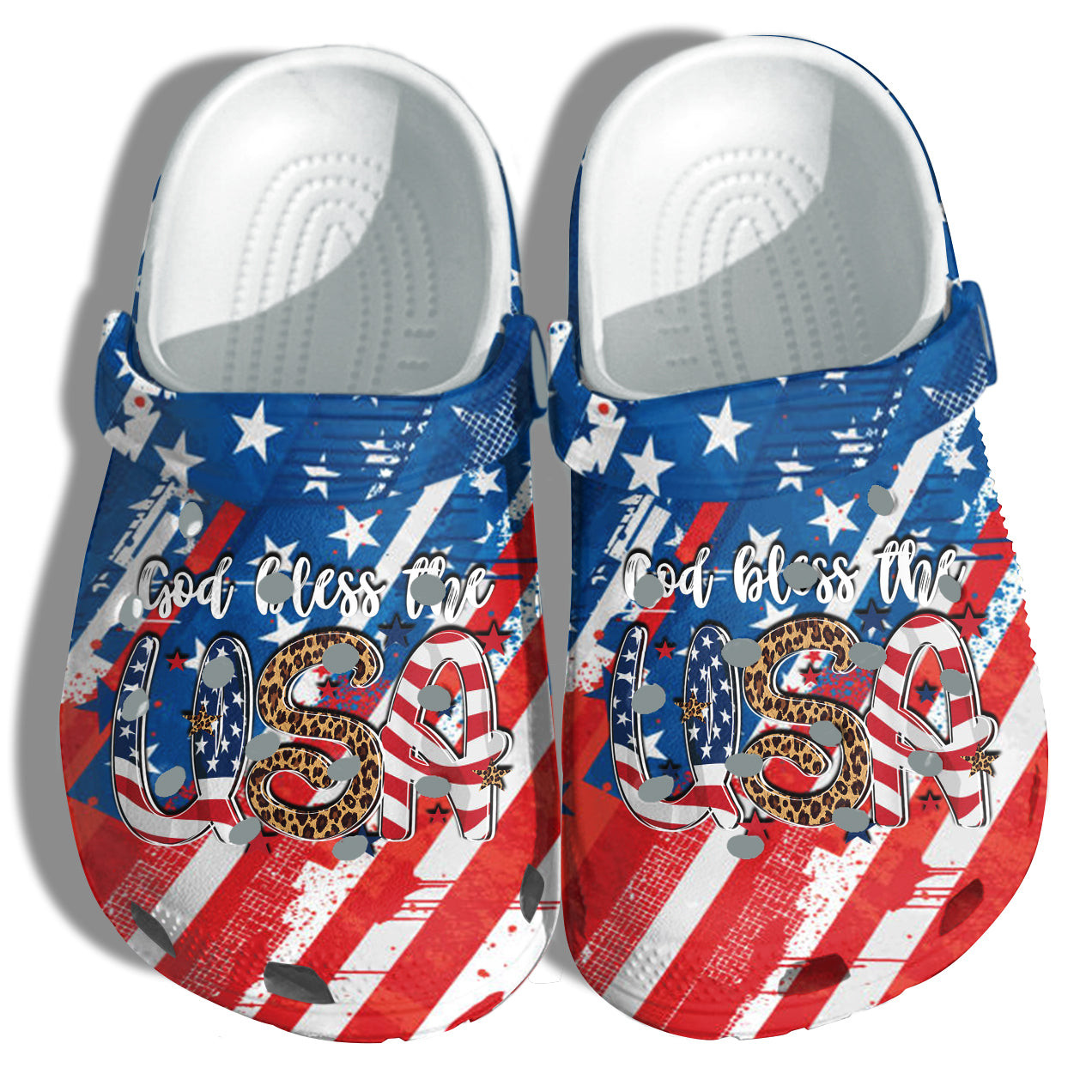 God Bless The Usa 4Th Of July Shoes Gift Women - Leopard Peace Love Us Proud America Flag Shoes Birthday Gift