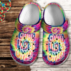 Good Vibes Only Hippie Croc Shoes- Summer Hippie Vibes Beach Shoes Croc Clogs Mother Day 2022